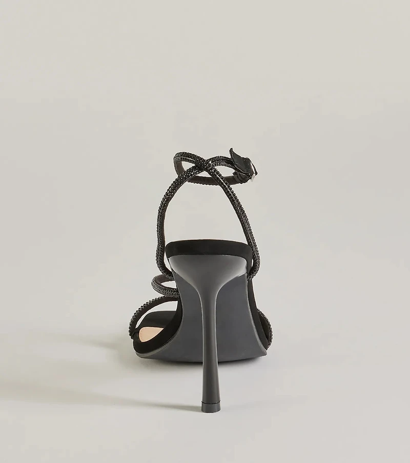 Amped Up Glam Rhinestone Strappy Stiletto Heels