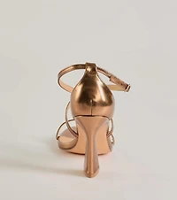 Glam Plans Strappy Metallic Block Heels