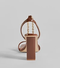 Locked Chain Ankle Patent Block Heels