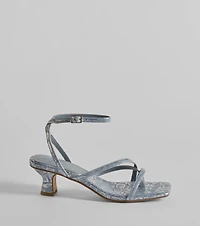 Glam Attitude Metallic Snake Print Kitten Heels