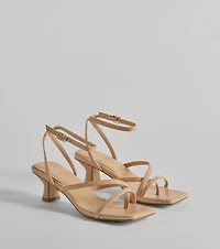 Chic Moves Strappy Snake Print Kitten Heels