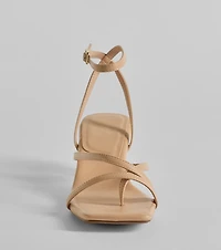 Chic Moves Strappy Snake Print Kitten Heels