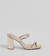 Day To Night Strappy Faux Leather Block Heels