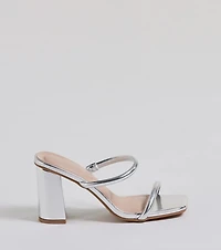 Day To Night Strappy Faux Leather Block Heels