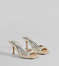 All About Glam Rhinestone Satin Stiletto Heels
