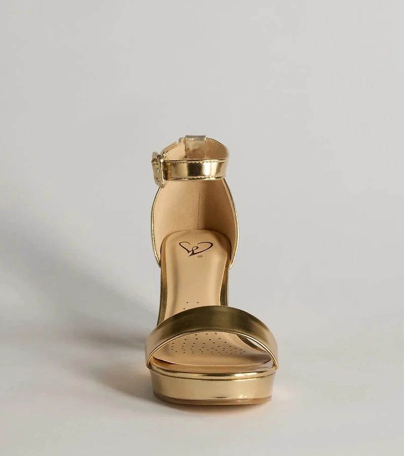 Bring The Shine Metallic Faux Leather Platform Heels