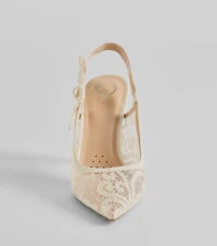 Sweet Cuties Lace Slingback Stiletto Pumps