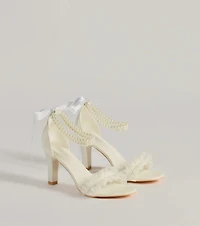 Chic Touch Pearl Strap Bow Stiletto Heels