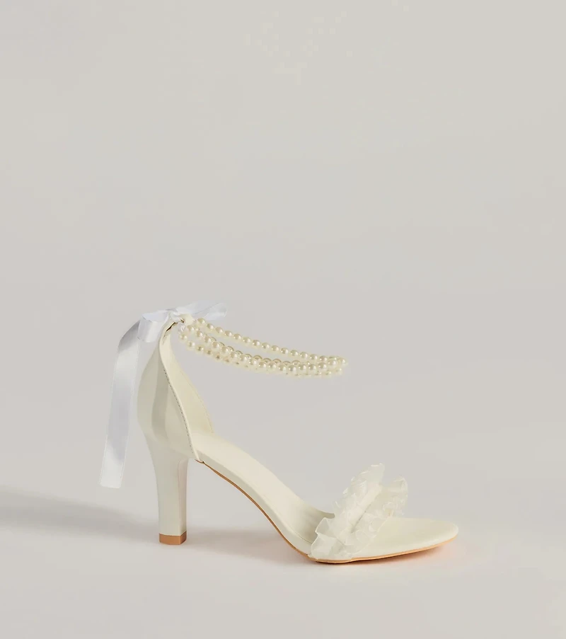 Chic Touch Pearl Strap Bow Stiletto Heels