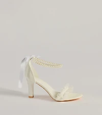 Chic Touch Pearl Strap Bow Stiletto Heels