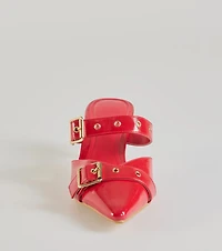 Keep It Chic Buckle Strap Kitten Heel Mules