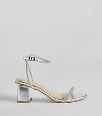 Sparkle Party Rhinestone Metallic Block Heels