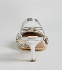 Sparkly Deets Rhinestone Bow Stiletto Pumps