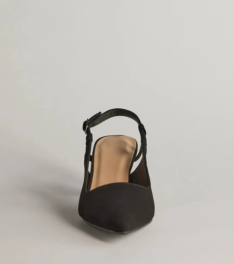 Forever Chic Pointed-Toe Slingback Kitten Heels