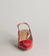 Forever Chic Pointed-Toe Slingback Kitten Heels
