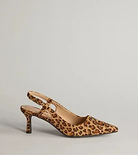 Forever Chic Pointed-Toe Slingback Kitten Heels