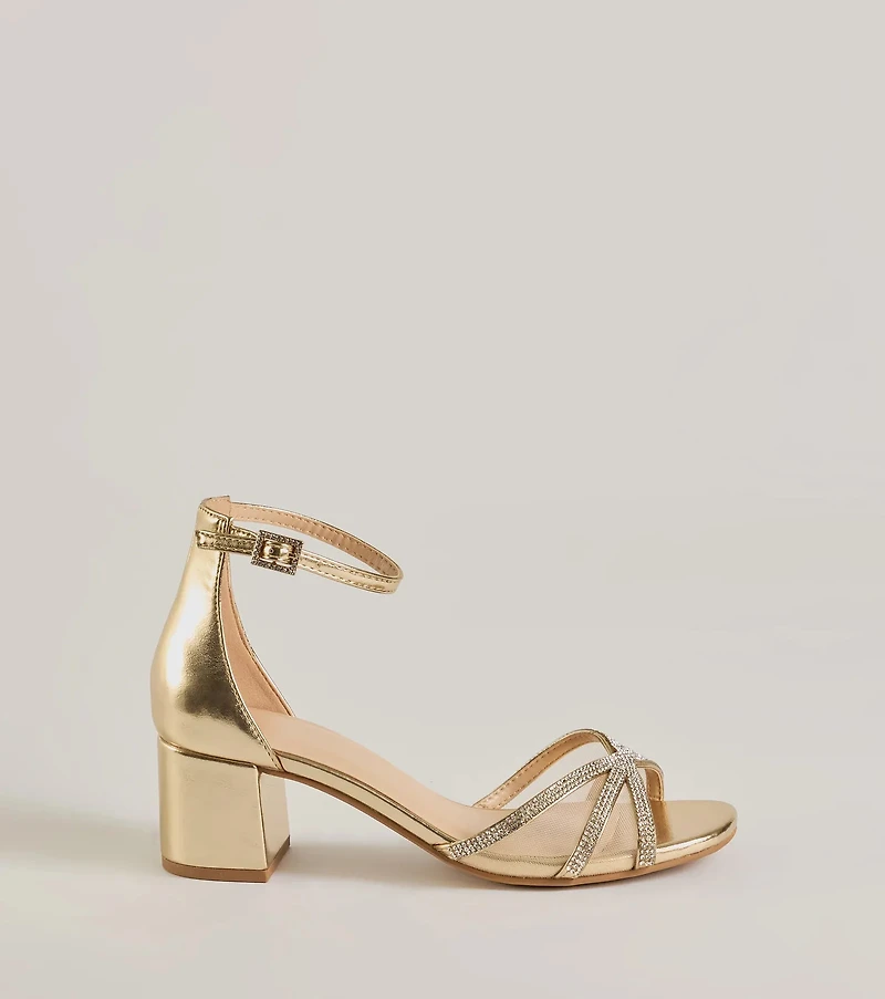 Mesmerizing Luxe Strappy Rhinestone Low-Block Heels