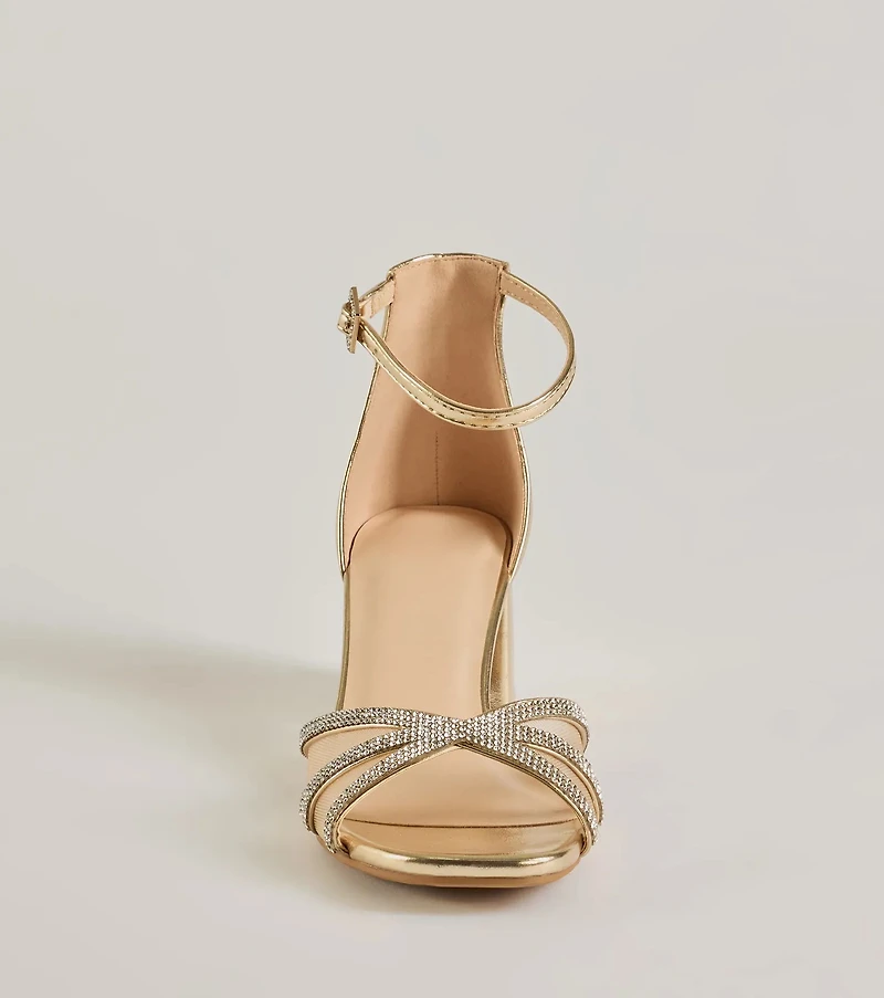 Mesmerizing Luxe Strappy Rhinestone Low-Block Heels