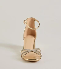 Mesmerizing Luxe Strappy Rhinestone Low-Block Heels
