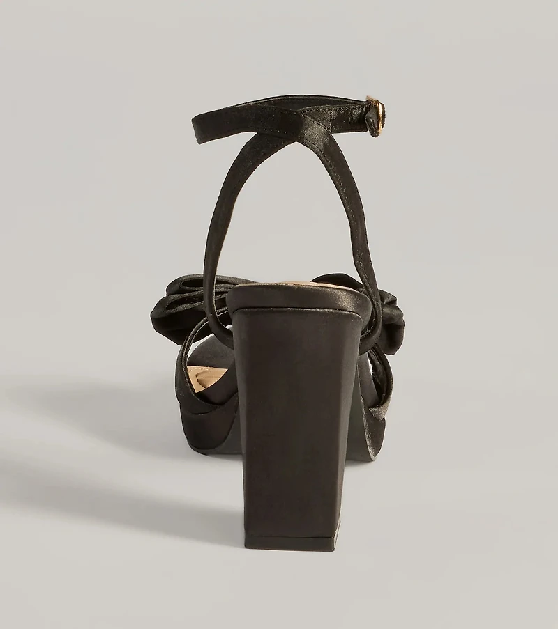 Icon Era Satin Bow Strap Platform Heels