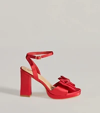 Icon Era Satin Bow Strap Platform Heels