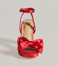 Icon Era Satin Bow Strap Platform Heels