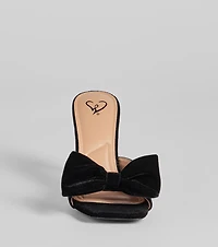 Adorably Luxe Velvet Bow Strap Stiletto Mules