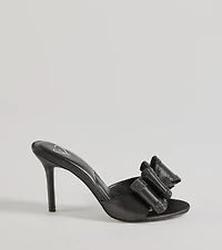 Dazzling Glam Rhinestone Bow Satin Stiletto Heels