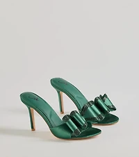 Dazzling Glam Rhinestone Bow Satin Stiletto Heels