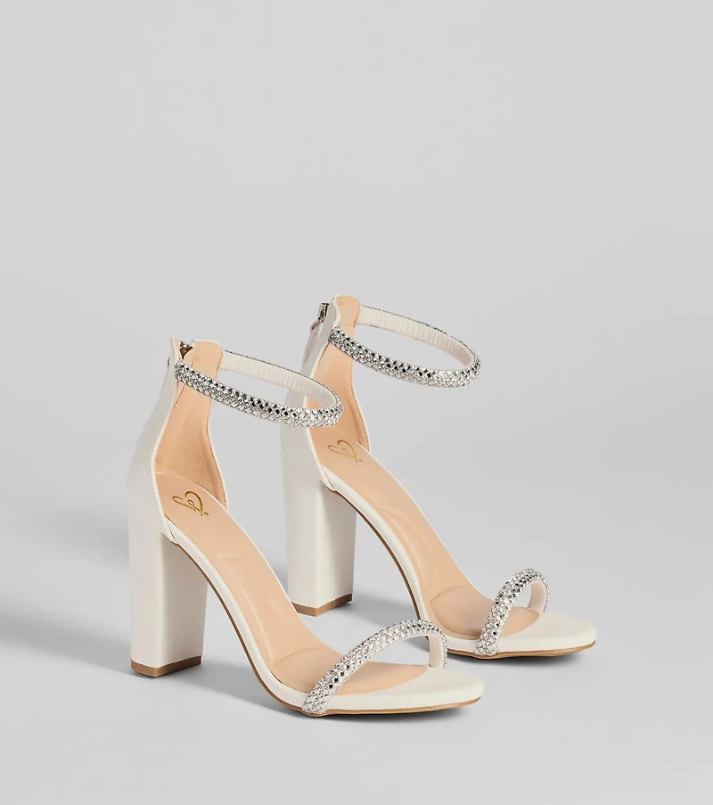 Glam Moves Rhinestone Strap Block Heels