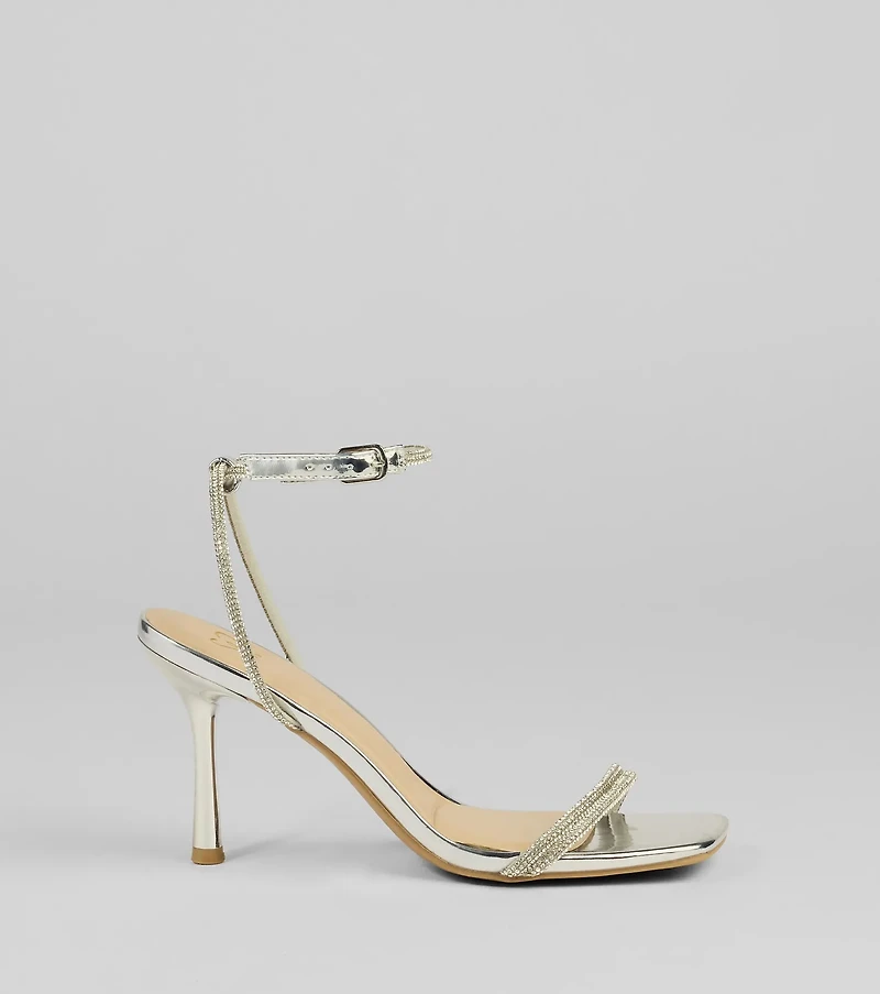 Shimmering Sparkle Rhinestone Chrome Stiletto Heels