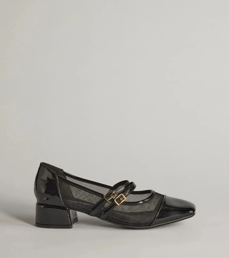 So Iconic Faux Leather Mary Jane Block Heels