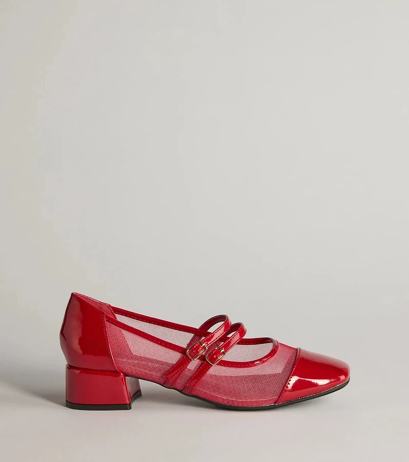 So Iconic Faux Leather Mary Jane Block Heels