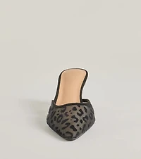 Fierce Moment Leopard Print Kitten Heeled Mules