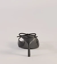 Chic Elegance Faux Leather Stiletto Bow Mules