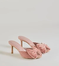 Sweet Romance Velvet Bow Stiletto Mules
