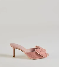 Sweet Romance Velvet Bow Stiletto Mules