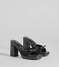 Cute Vibes Bow Platform Knit Mules