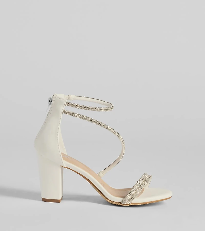 Love To Sparkle Rhinestone Strap Block Heels