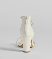 Love To Sparkle Rhinestone Strap Block Heels