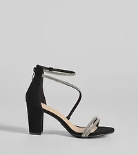 Language Of Glam Rhinestone Strap Block Heels