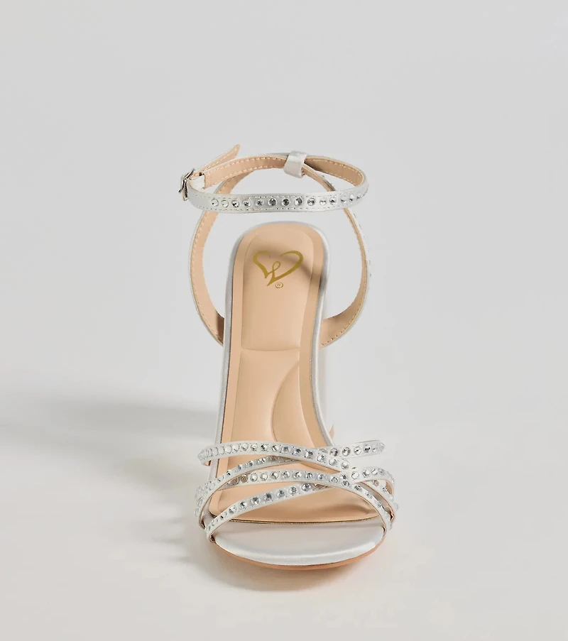 Step Out And Sparkle Rhinestone Strappy Block Heels