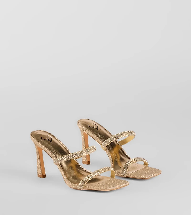 Classy Luxe Rhinestone Strappy Stiletto Mules