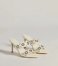 Stylish Edge Studded Strappy Stiletto Mules