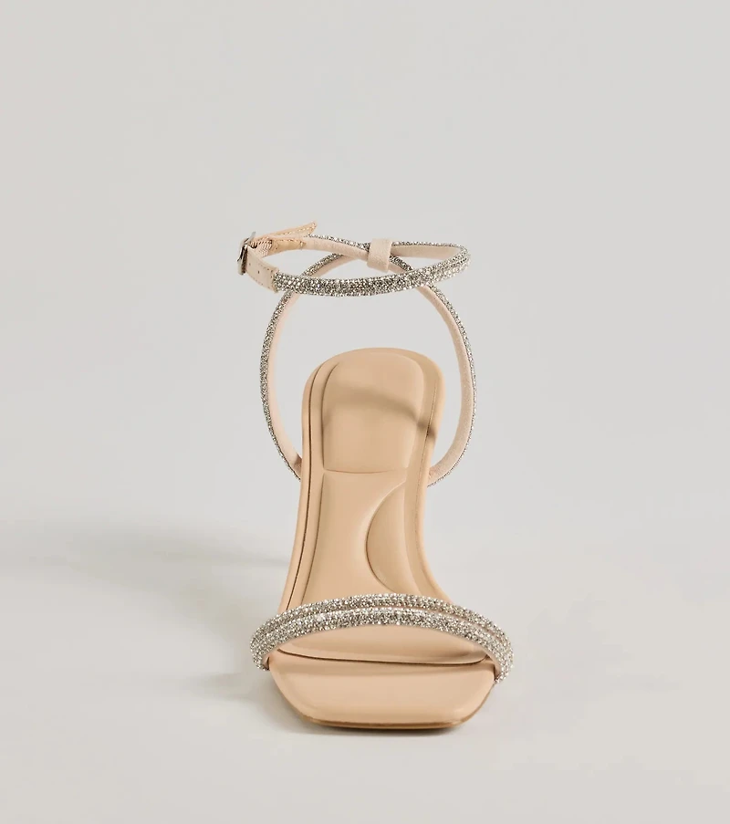 Chic Glamour Rhinestone Strappy Stiletto Kitten Heels