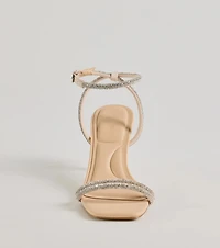 Chic Glamour Rhinestone Strappy Stiletto Kitten Heels