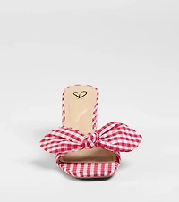 Cutesy Babe Gingham Bow Strap Mules