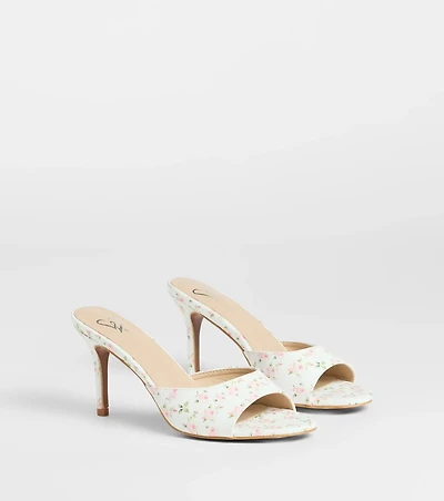 Flourishing Rose Floral Stiletto Mules