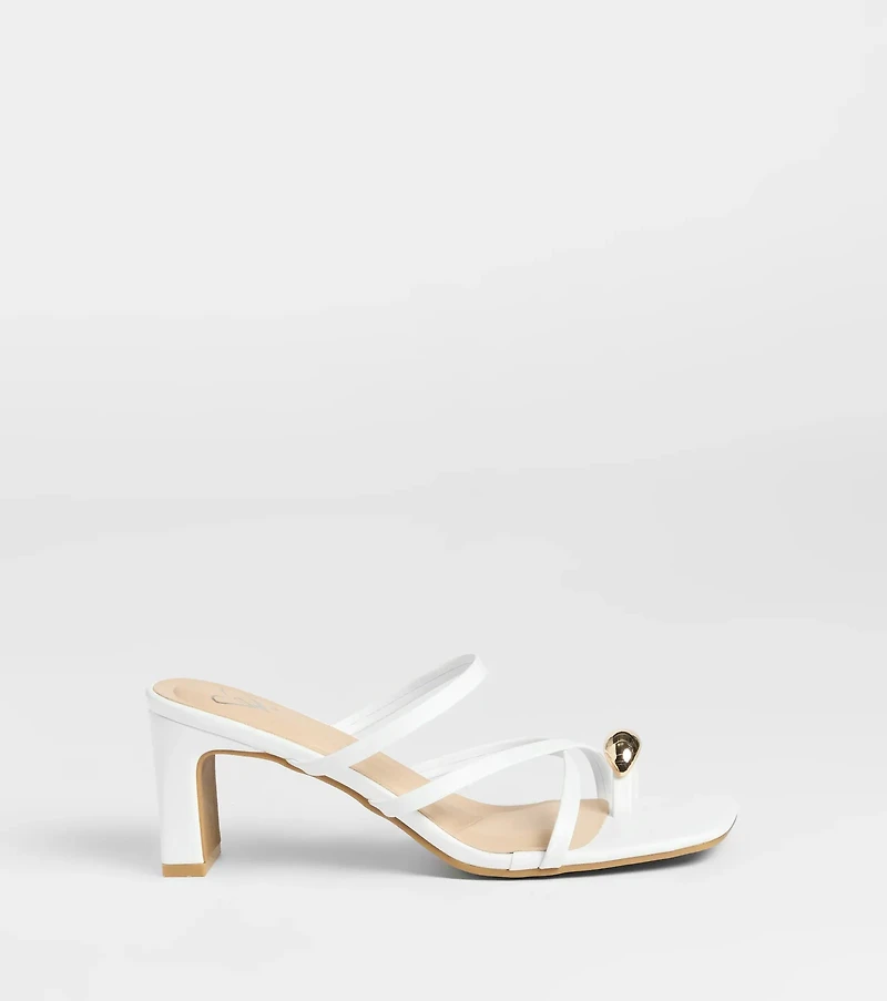Sweet Attraction Toe Ring Strappy Block Heels