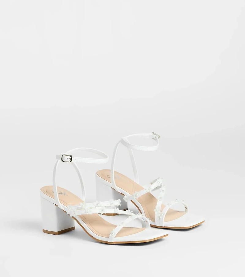 Chic Bloom Flower Strappy Block Heels